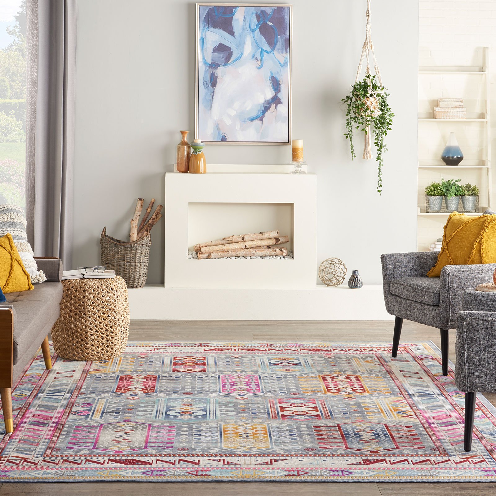 Nourison rug Vintage Kashan VKA06 GYMTC GREY MULTICOLOR 8x10 099446811998 interior 3